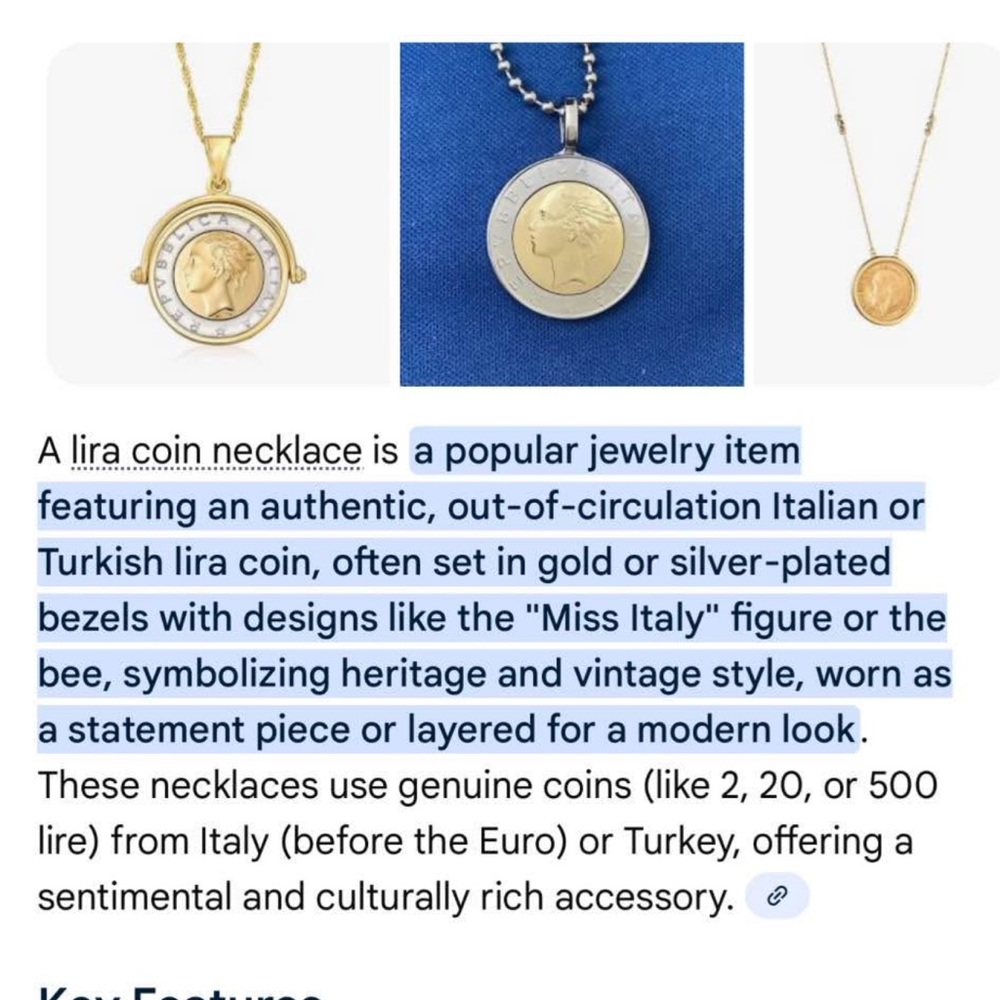 Lira Coin Pendant Set - Picture 7 of 10